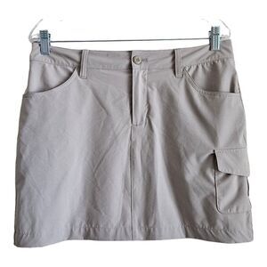 EDDIE BAUER Women's 8 Skort Skirt With Built In Shorts Beige Stretch Waist 32"